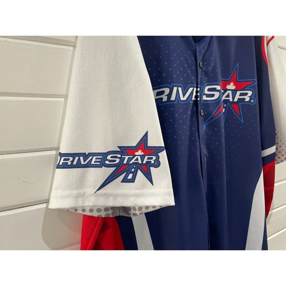 Fast Eddie Drive star Racing Button Up Shirt Men's Size XL Short Sleeve blue red - Picture 2 of 10